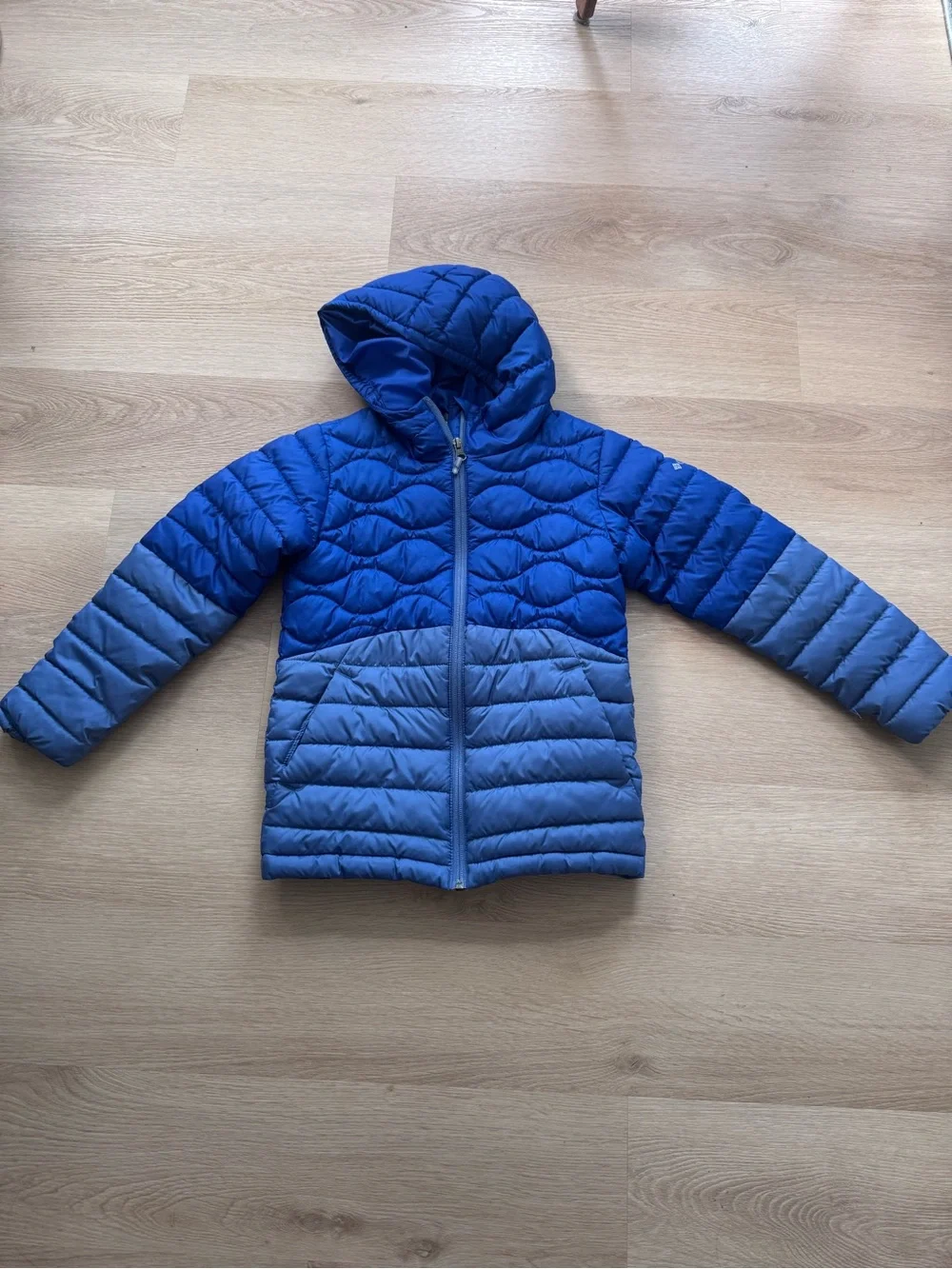 Columbia Kids Two-Tone Blue Hooded Puffer Jacket - Size 7/8